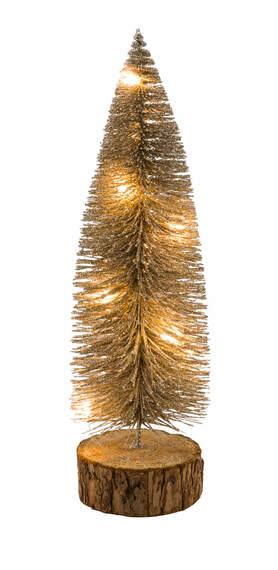 Kerstboom, LED batterijen goud  9,5/30