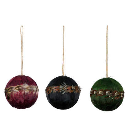 Decoratieve bollen met koord groen/blauw/donkerrood